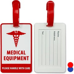 Medical Luggage Tag - ConnectOne CPAP Luggage Tag - Medical ID Alert Tag for Carry On & Supply Bag - Travel Essentials Medical Equipment Tag for CPAP (Red 1 Pack)