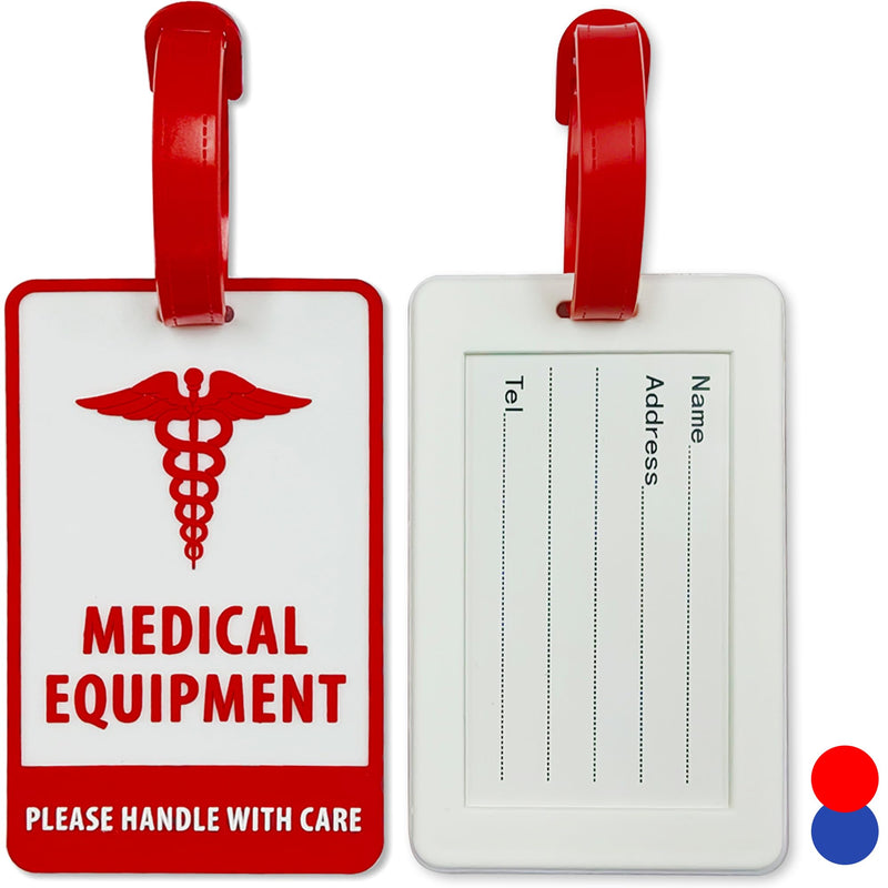 Medical Luggage Tag - ConnectOne CPAP Luggage Tag - Medical ID Alert Tag for Carry On & Supply Bag - Travel Essentials Medical Equipment Tag for CPAP (Red 1 Pack)