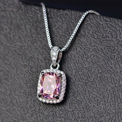 Square AAA Zircon Pendant Necklace for Women