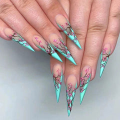 Plum Blossom Long Pointed Nails