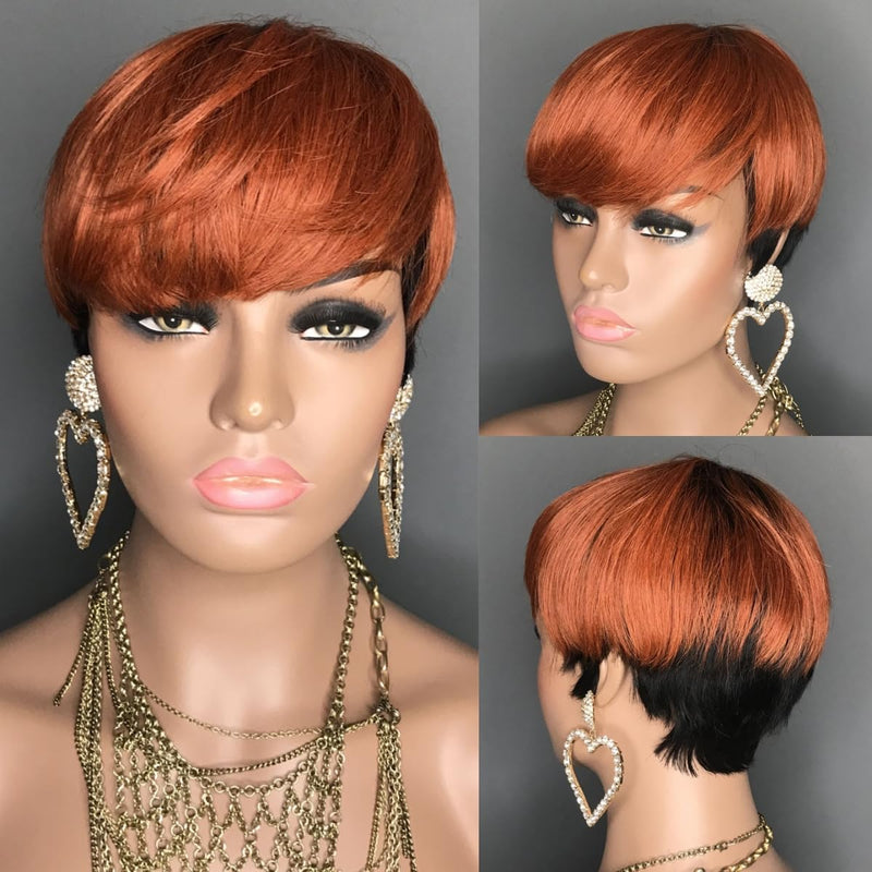 Pixie Cut Wig Human Hair Short Wigs (Glue Less)