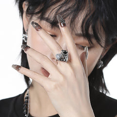 Lava Fold Love Heart-shaped Hip Hop Index Finger Ring