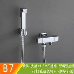 Square Black Brass Bidet Sprayer Set with Angle Valve