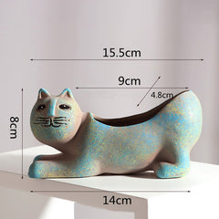 Cute Cat Ceramic Flower Pot for Indoor Succulents