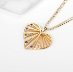 Heart Pendant with Birthstone & Engraving Necklace