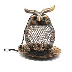 Outdoor Iron Owl Hummingbird Feeder for Courtyards