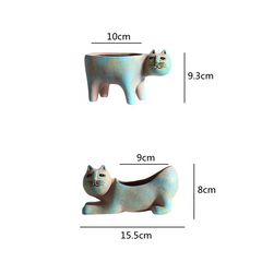 Cute Cat Ceramic Flower Pot for Indoor Succulents