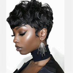 Natural Black Pixie Cut Wig