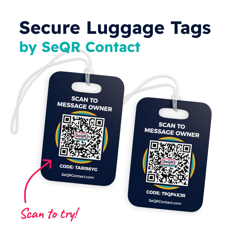 Private Luggage Tags | Keep Personal info Private with Smart QR Bag Tags | Includes Messaging for Luggage Backpack Suitcase Recovery | Customizable tag for Travel Baggage Kids Backpack & Work