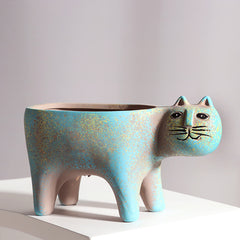 Cute Cat Ceramic Flower Pot for Indoor Succulents
