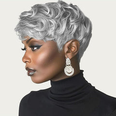 Grey Pixie Cut Wigs (Synthetic)