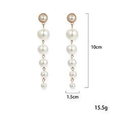 Gorgeous Women's Simple Long Artificial Pearl Earrings