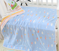 Pure Cotton 6-Layer Baby Bath Towel Blanket, 110cm