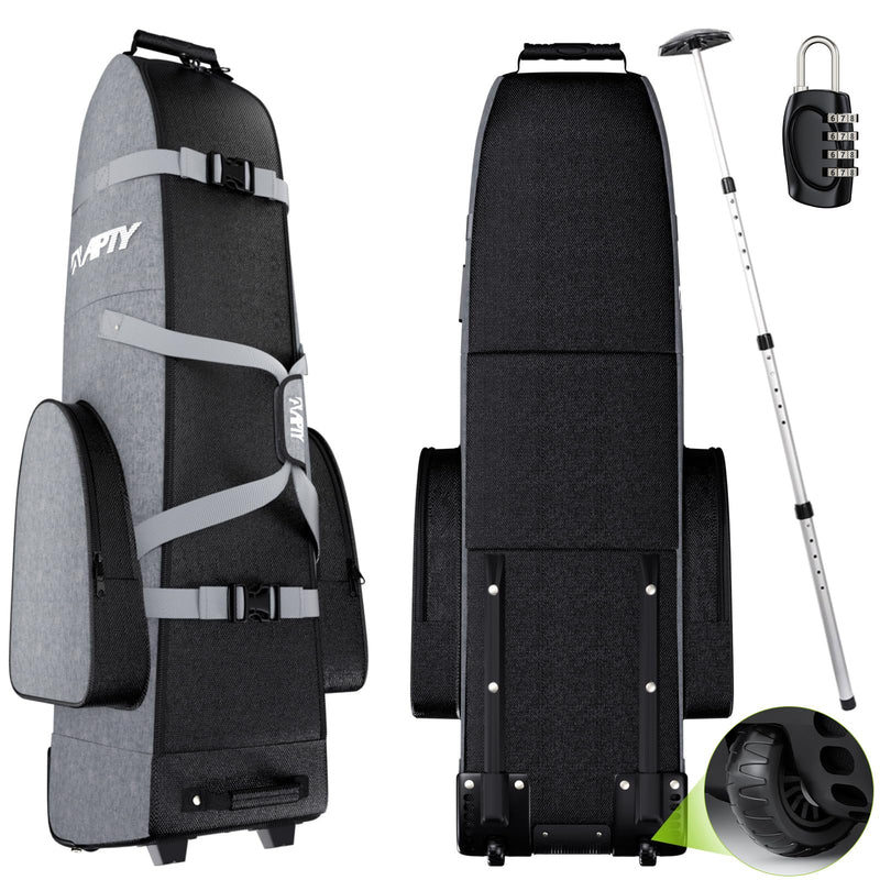 APTY Padded Golf Club Travel Bag with Wheels Golf Luggage Case Cover for Airline - with Adjustable Support Rod Luggage Lock 1200D Wear-Resistant Oxford Waterproof Coating