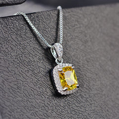 Square AAA Zircon Pendant Necklace for Women