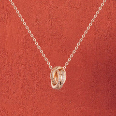 Chomel  925 Sterling Silver Double Ring Necklace for Women