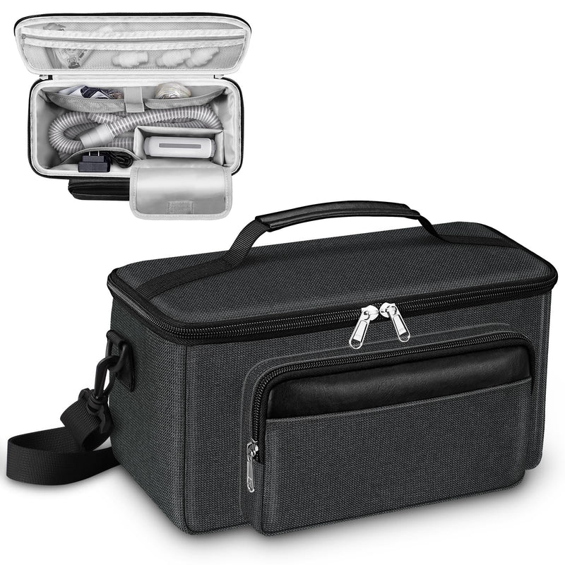 MEDMAX Travel Carrying Bag for ResMed AirMini CPAP Machine and Accessories Portable CPAP Equipment and Supplies Storage Bag with Shoulder Strap Organizer Carrying Case with Luggage Strip (Black)